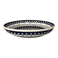 A picture of a Polish Pottery 11.75" Shallow Salad Bowl (Periwinkle Chain) | M173T-P213 as shown at PolishPotteryOutlet.com/products/11-75-shallow-salad-bowl-periwinkle-chain-m173t-p213
