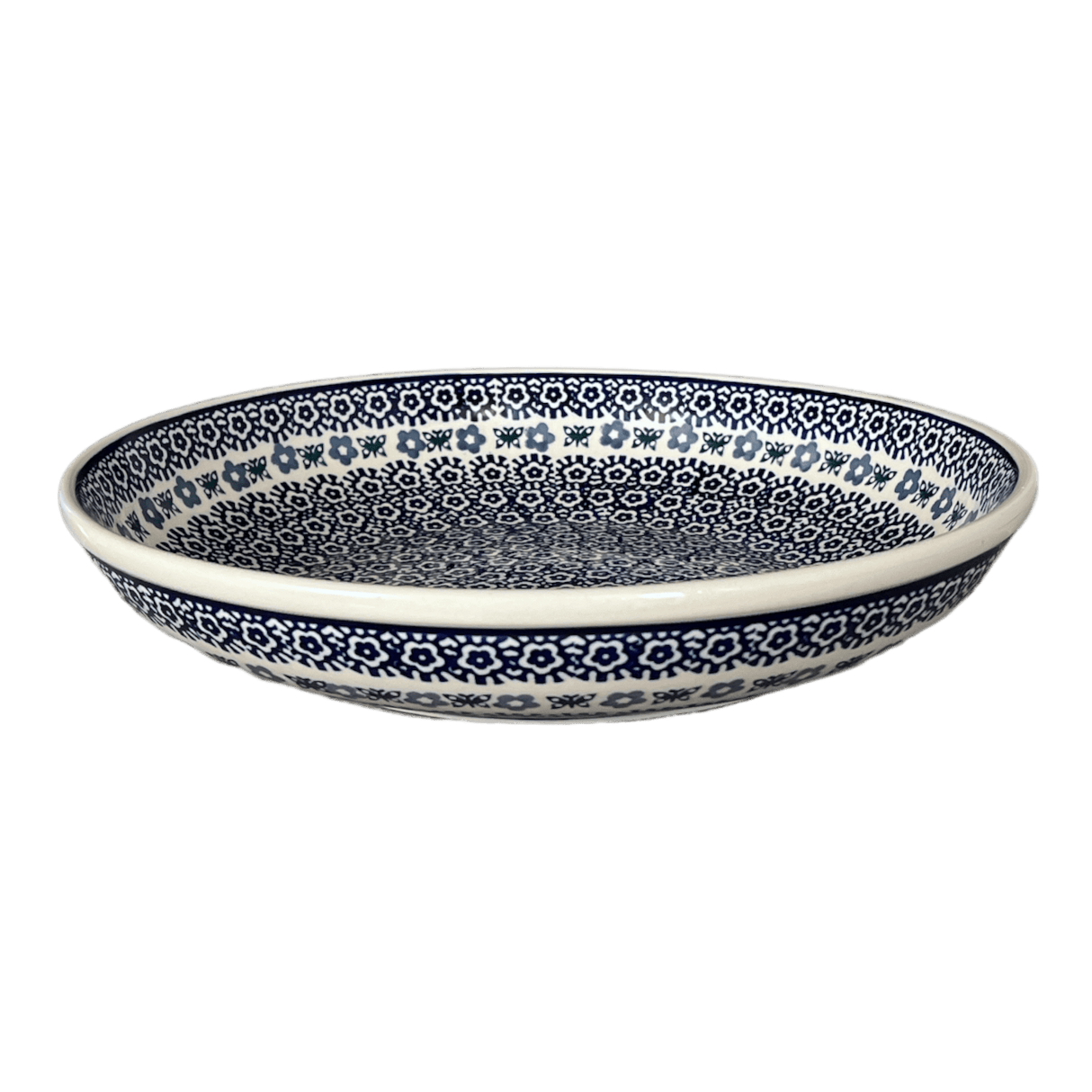 Bowl, Round, Shallow, Salad, 11.75" in "Butterfly Border" by Manufaktura | M173T-P249