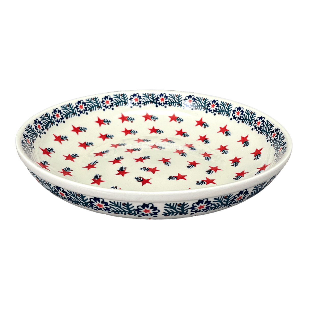 Bowl, Round, Shallow, Salad, 11.75" in "Evergreen Stars" by Manufaktura | M173T-PZGG