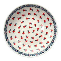 A picture of a Polish Pottery 11.75" Shallow Salad Bowl (Evergreen Stars) | M173T-PZGG as shown at PolishPotteryOutlet.com/products/11-75-shallow-salad-bowl-evergreen-stars-m173t-pzgg