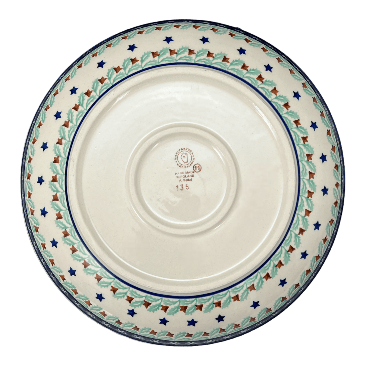 Bowl, Round, Shallow, Salad, 11.75" in "Starry Wreath" by Manufaktura | M173T-PZG