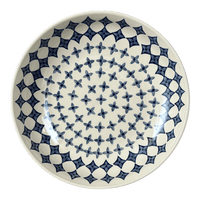 A picture of a Polish Pottery 11.75" Shallow Salad Bowl (Field of Diamonds) | M173T-ZP04 as shown at PolishPotteryOutlet.com/products/11-75-shallow-salad-bowl-field-of-diamonds-m173t-zp04