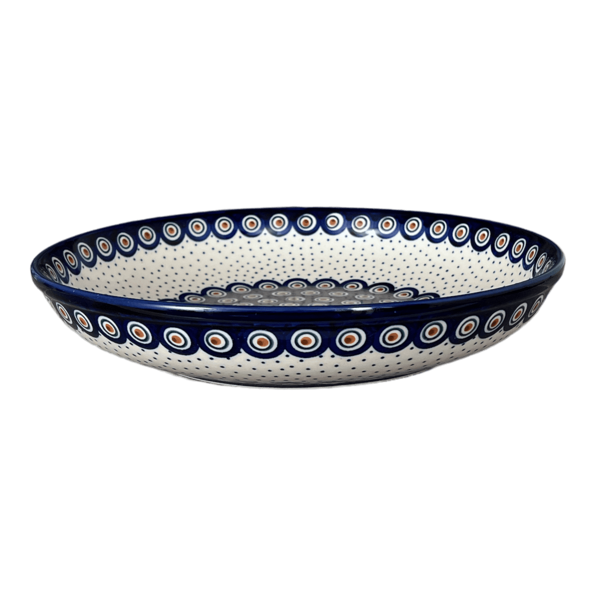 Bowl, Round, Shallow, Salad, 11.75" in "Peacock Dot" by Manufaktura | M173U-54K