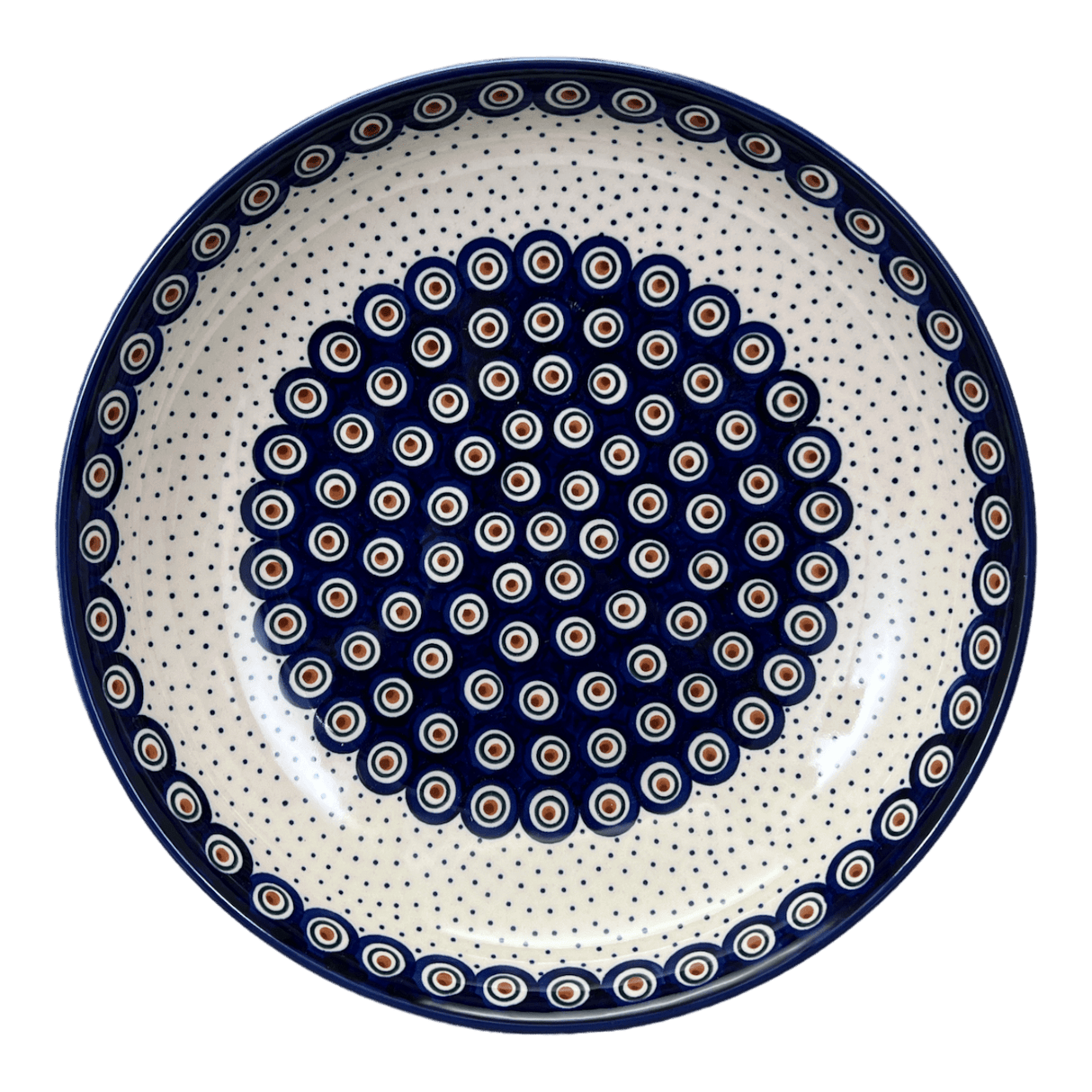 Bowl, Round, Shallow, Salad, 11.75" in "Peacock Dot" by Manufaktura | M173U-54K