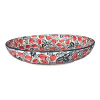 A picture of a Polish Pottery 11.75" Shallow Salad Bowl (Strawberry Fields) | M173U-AS59 as shown at PolishPotteryOutlet.com/products/11-75-shallow-salad-bowl-strawberry-fields-m173u-as59