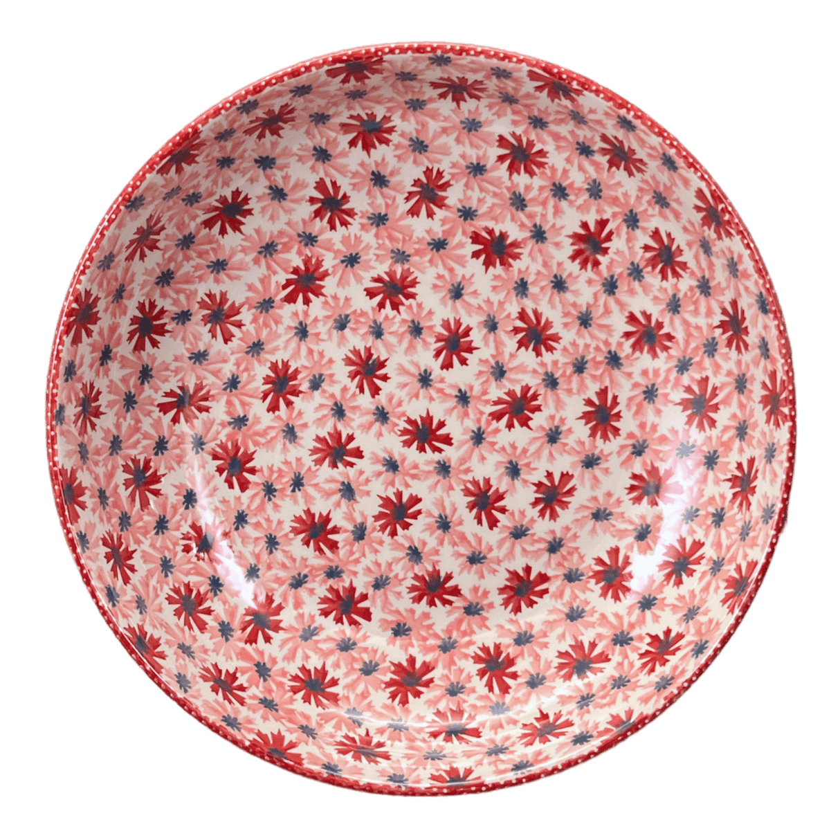 Bowl, Round, Shallow, Salad, 11.75" in "Scarlet Daisy" by Manufaktura | M173U-AS73