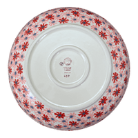 A picture of a Polish Pottery 11.75" Shallow Salad Bowl (Scarlet Daisy) | M173U-AS73 as shown at PolishPotteryOutlet.com/products/11-75-bowl-scarlet-daisy-m173u-as73