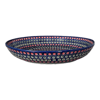 A picture of a Polish Pottery 11.75" Shallow Salad Bowl (Rings of Flowers) | M173U-DH17 as shown at PolishPotteryOutlet.com/products/11-75-bowl-rings-of-flowers-m173u-dh17