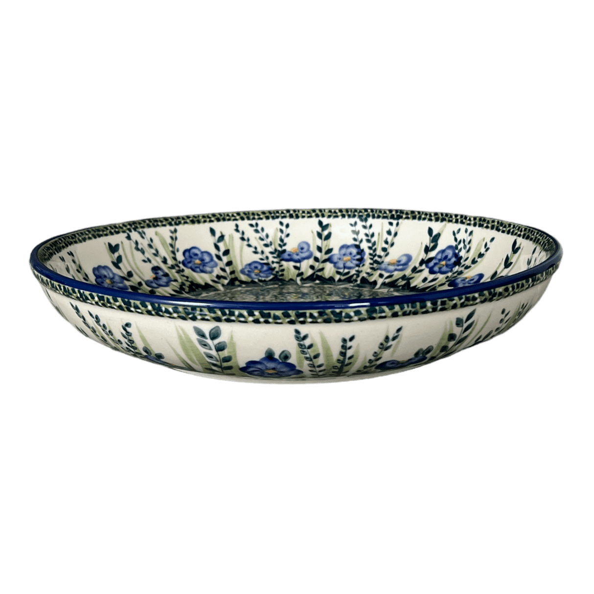 Bowl, Round, Shallow, Salad, 11.75" in "Bouncing Blue Blossoms" by Manufaktura | M173U-IM03