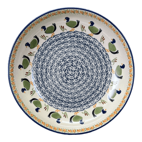 Polish Pottery 11.75" Shallow Salad Bowl (Ducks in a Row) | M173U-P323 Additional Image at PolishPotteryOutlet.com