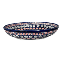 A picture of a Polish Pottery 11.75" Shallow Salad Bowl (Carnival) | M173U-RWS as shown at PolishPotteryOutlet.com/products/11-75-bowl-carnival-m173u-rws