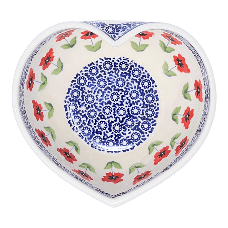 Bowl, Heart-Shaped, Large, 6.75" x 7" in "Poppy Garden" by Manufaktura | M189T-EJ01