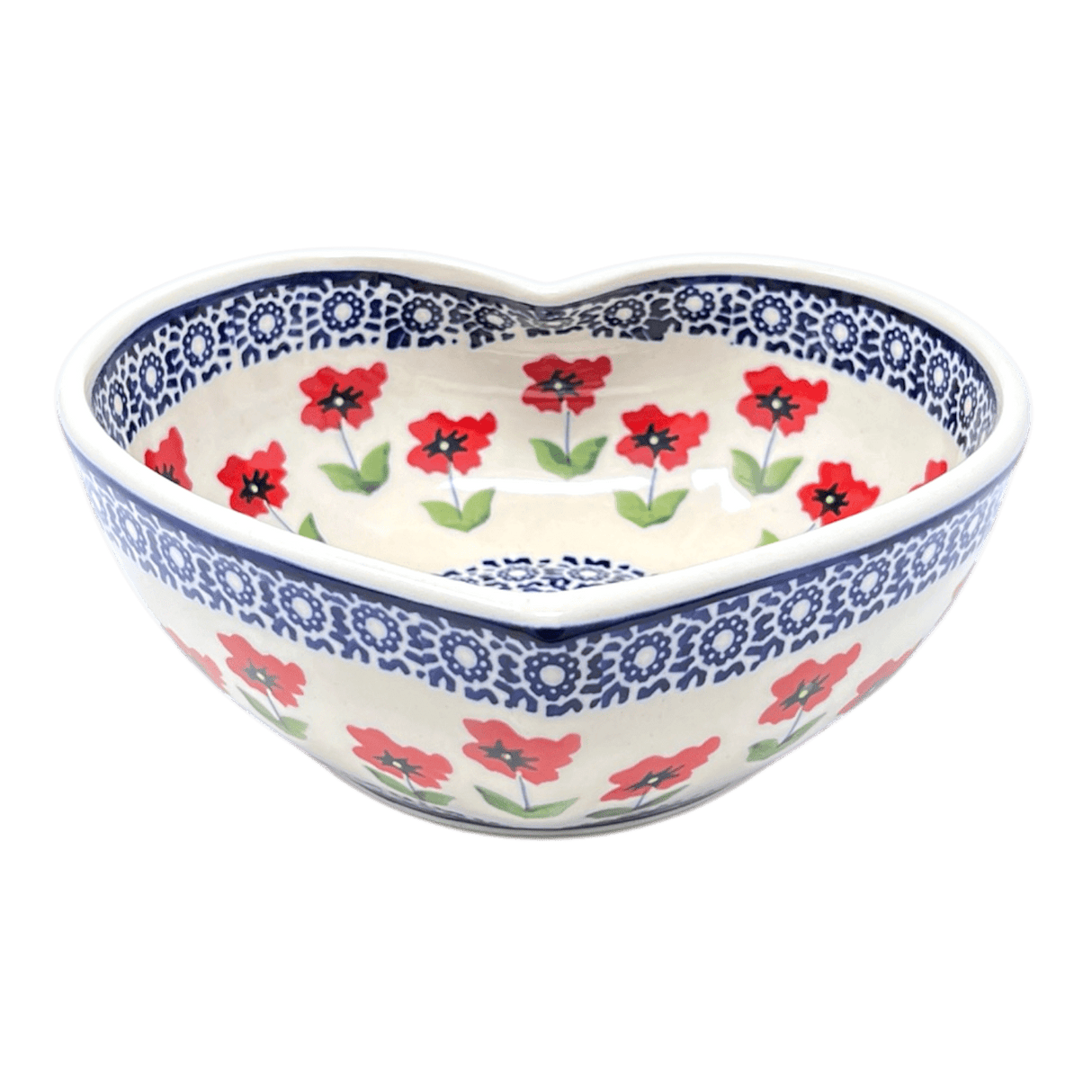 Bowl, Heart-Shaped, Large, 6.75" x 7" in "Poppy Garden" by Manufaktura | M189T-EJ01