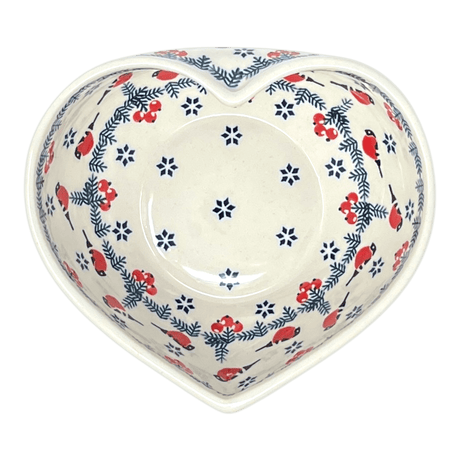 Bowl, Heart-Shaped, Large, 6.75" x 7" in "Red Bird" by Manufaktura | M189T-GILE