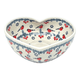 Bowl, Heart-Shaped, Large, 6.75" x 7" in "Red Bird" by Manufaktura | M189T-GILE