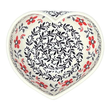 Bowl, Heart-Shaped, Large, 6.75" x 7" in "Scarlet Garden" by Manufaktura | M189T-KK01