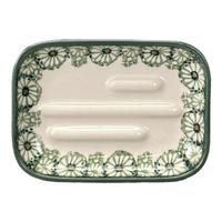A picture of a Polish Pottery Rectangular Soap Dish (Sunshine Grotto) | M191S-WK52 as shown at PolishPotteryOutlet.com/products/rectangular-soap-dish-sunshine-grotto-m191s-wk52