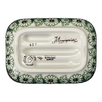 A picture of a Polish Pottery Rectangular Soap Dish (Sunshine Grotto) | M191S-WK52 as shown at PolishPotteryOutlet.com/products/rectangular-soap-dish-sunshine-grotto-m191s-wk52