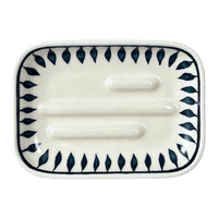A picture of a Polish Pottery Soap Dish (Peacock) | M191T-54 as shown at PolishPotteryOutlet.com/products/rectangular-soap-dish-peacock-m191t-54