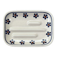 A picture of a Polish Pottery Rectangular Soap Dish (Petite Floral) | M191T-64 as shown at PolishPotteryOutlet.com/products/rectangular-soap-dish-petite-floral-m191t-64