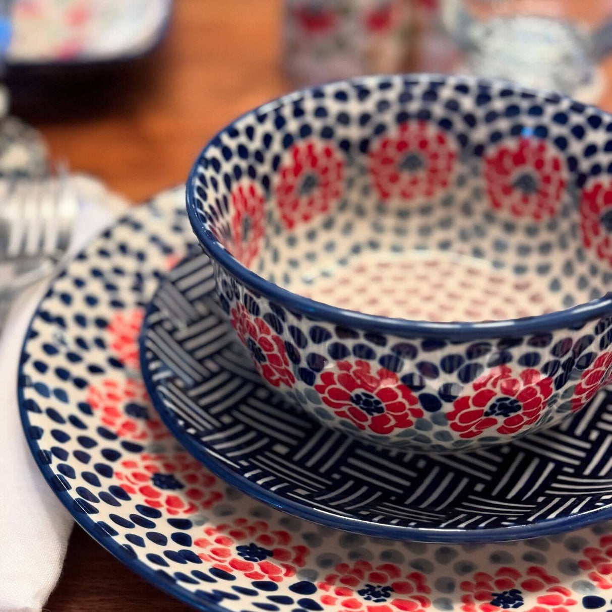 Plate, Round, Dessert, 7.25" in "Blue Basket Weave" by Manufaktura | T131U-32
