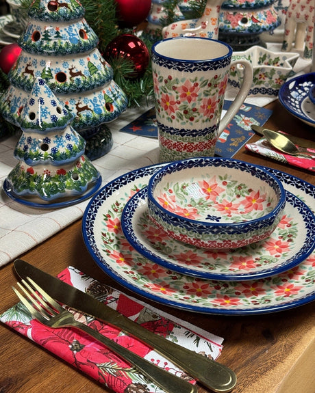 Mug, John's Mug, 12 oz in "Pink Poinsettia" by Manufaktura | K083S-PS14