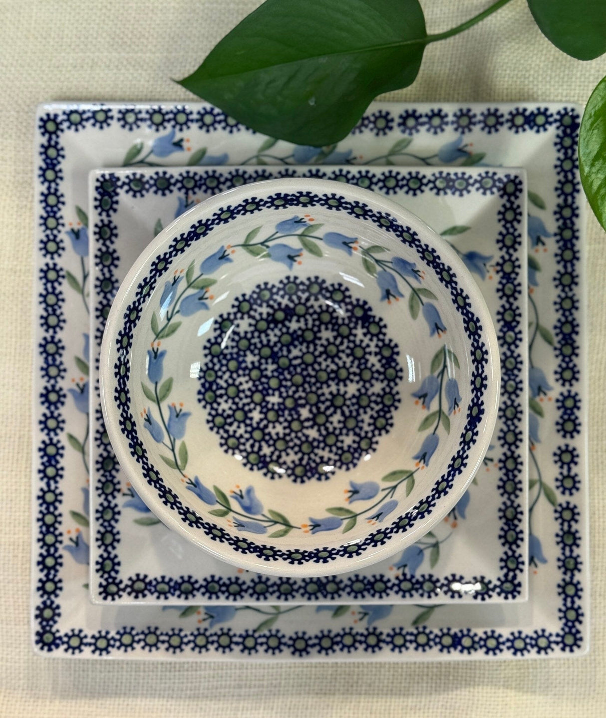 Plate, Square, Salad, 9" in "Scattered Ferns" by Manufaktura | T146S-GZ39
