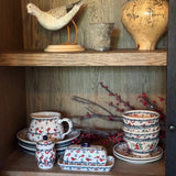 Butter Dish, American, 4" x 7.5" in "Red Bird" by Manufaktura | M074T-GILE