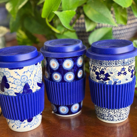 Mug, Travel, 14 oz in "Blue Life" by Manufaktura | K115S-EO39