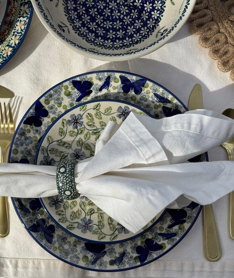 Napkin Ring, 2", WR (WR18B) in "Winter Cabin" by W.R. Ceramika | WR18B-AB1