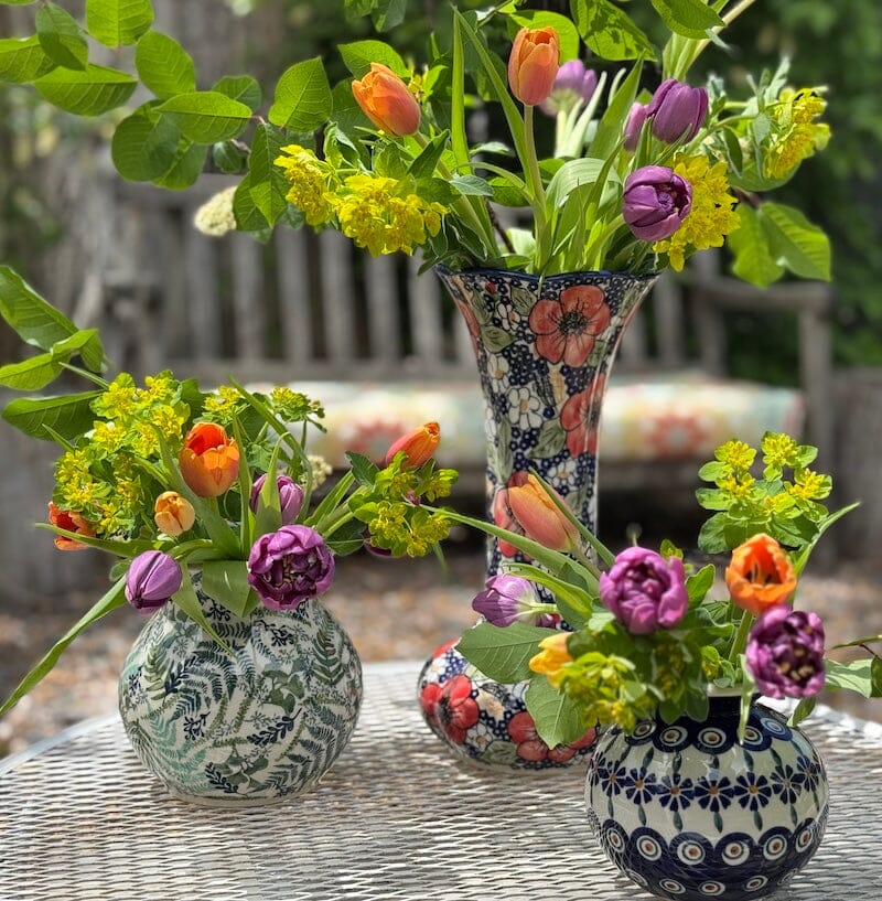 Vase, Tulip Lipped, 12.5" in "Poppies & Posies" by Manufaktura | W014S-IM02