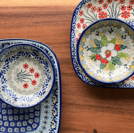 Bowl, Multiangular, 5" in "Peacock in Line" by Manufaktura | M058T-54A