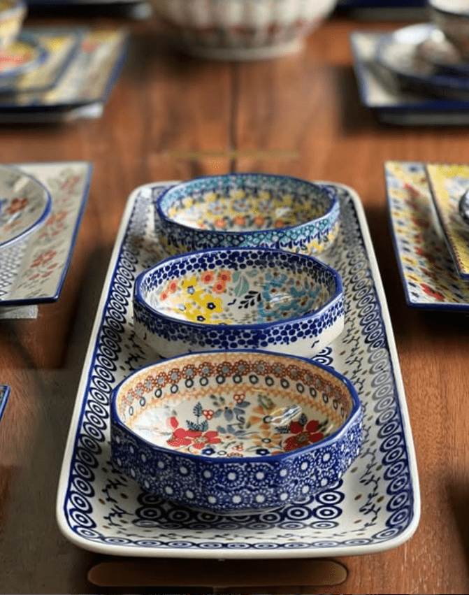 Bowl, Multiangular, 5" in "Peacock Parade" by Manufaktura | M058U-AS60