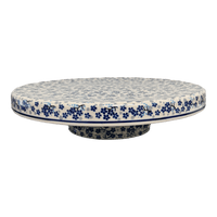 A picture of a Polish Pottery Chip and Dip Platter (Scattered Blues) | N007S-AS45 as shown at PolishPotteryOutlet.com/products/13-cake-plate-chip-dip-combo-scattered-blues-n007s-as45
