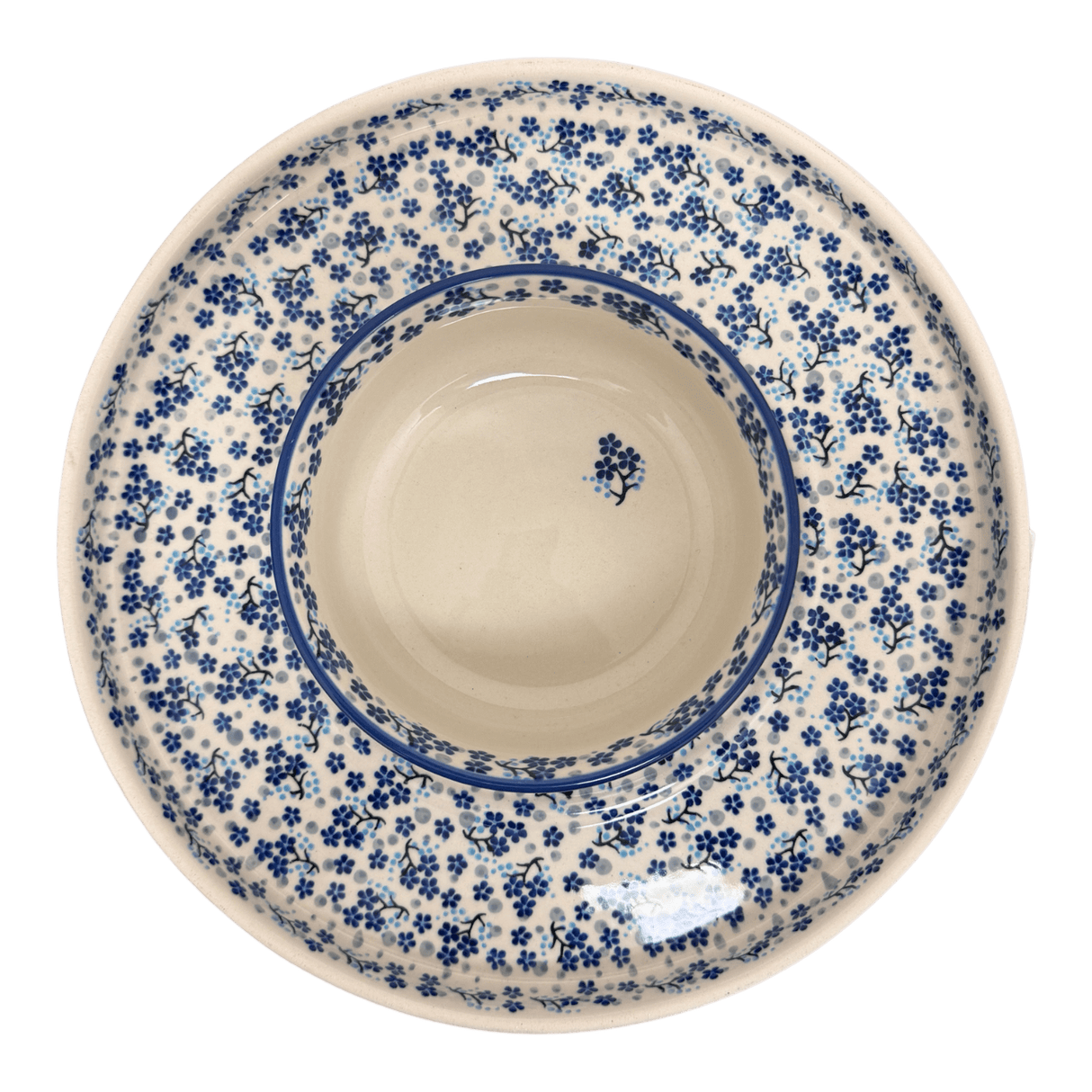 Platter, Round, Chip & Dip, 12.75" in "Scattered Blues" by Manufaktura | N007S-AS45