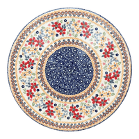A picture of a Polish Pottery Chip and Dip Platter (Ruby Duet) | N007S-DPLC as shown at PolishPotteryOutlet.com/products/cake-plate-hors-doeuvres-combo-ruby-duet-n007s-dplc