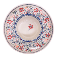 A picture of a Polish Pottery Chip and Dip Platter (Full Bloom) | N007S-EO34 as shown at PolishPotteryOutlet.com/products/13-cake-plate-chip-dip-combo-full-bloom-n007s-eo34