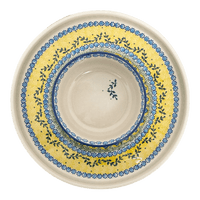A picture of a Polish Pottery Chip and Dip Platter (Sunnyside Up) | N007S-GAJ as shown at PolishPotteryOutlet.com/products/13-cake-plate-chip-dip-combo-sunnyside-up-n007s-gaj