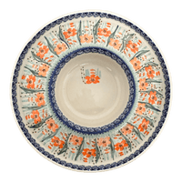 A picture of a Polish Pottery Chip and Dip Platter (Sun-Kissed Garden) | N007S-GM15 as shown at PolishPotteryOutlet.com/products/13-cake-plate-chip-dip-combo-sun-kissed-garden-n007s-gm15