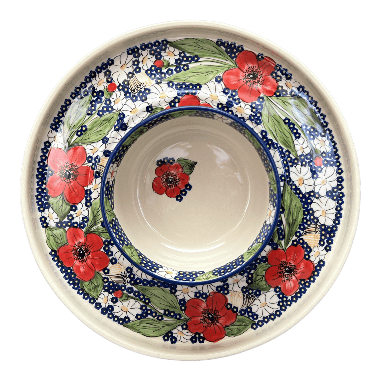 Platter, Round, Chip & Dip, 12.75" in "Poppies & Posies" by Manufaktura | N007S-IM02