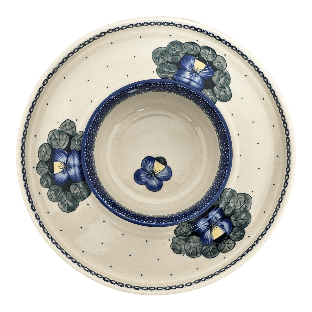 Platter, Round, Chip & Dip, 12.75" in "Pansies" by Manufaktura | N007S-JZB