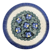 A picture of a Polish Pottery Chip and Dip Platter (Pansies) | N007S-JZB as shown at PolishPotteryOutlet.com/products/cake-plate-hors-doeuvres-combo-pansies-n007s-jzb