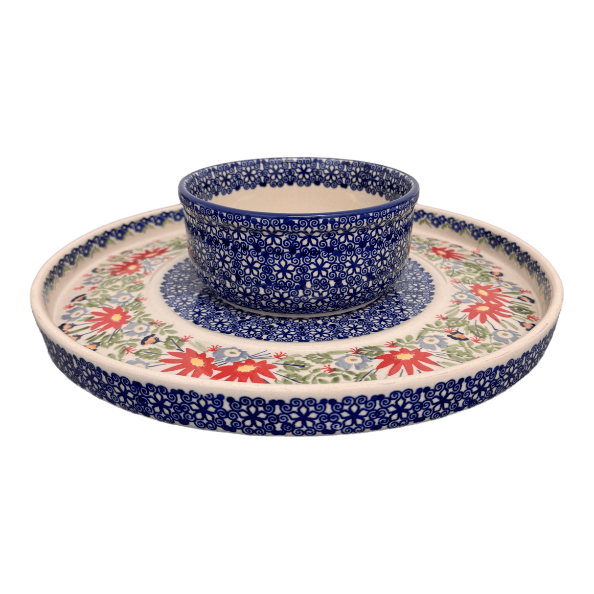 Platter, Round, Chip & Dip, 12.75" in "Floral Fantasy" by Manufaktura | N007S-P260