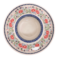 A picture of a Polish Pottery Chip and Dip Platter (Floral Fantasy) | N007S-P260 as shown at PolishPotteryOutlet.com/products/13-cake-plate-chip-dip-combo-floral-fantasy-n007s-p260
