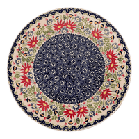 A picture of a Polish Pottery Chip and Dip Platter (Floral Fantasy) | N007S-P260 as shown at PolishPotteryOutlet.com/products/13-cake-plate-chip-dip-combo-floral-fantasy-n007s-p260