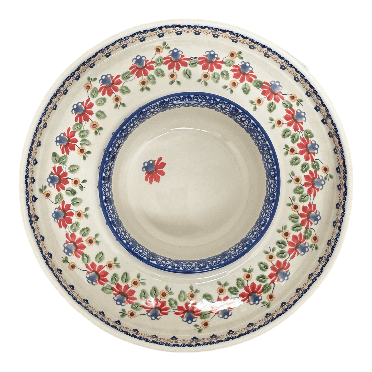 Platter, Round, Chip & Dip, 12.75" in "Mediterranean Blossoms" by Manufaktura | N007S-P274