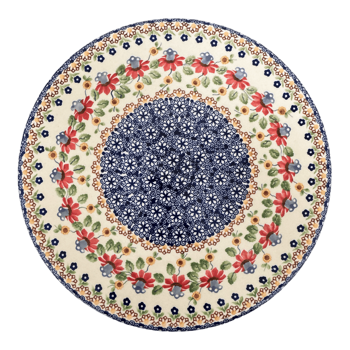 Platter, Round, Chip & Dip, 12.75" in "Mediterranean Blossoms" by Manufaktura | N007S-P274