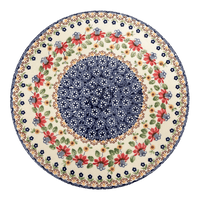A picture of a Polish Pottery Chip and Dip Platter (Mediterranean Blossoms) | N007S-P274 as shown at PolishPotteryOutlet.com/products/13-cake-plate-chip-dip-combo-mediterranean-blossoms-n007s-p274