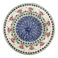 A picture of a Polish Pottery Chip and Dip Platter (Floral Fans) | N007S-P314 as shown at PolishPotteryOutlet.com/products/13-cake-plate-chip-dip-combo-floral-fans-n007s-p314