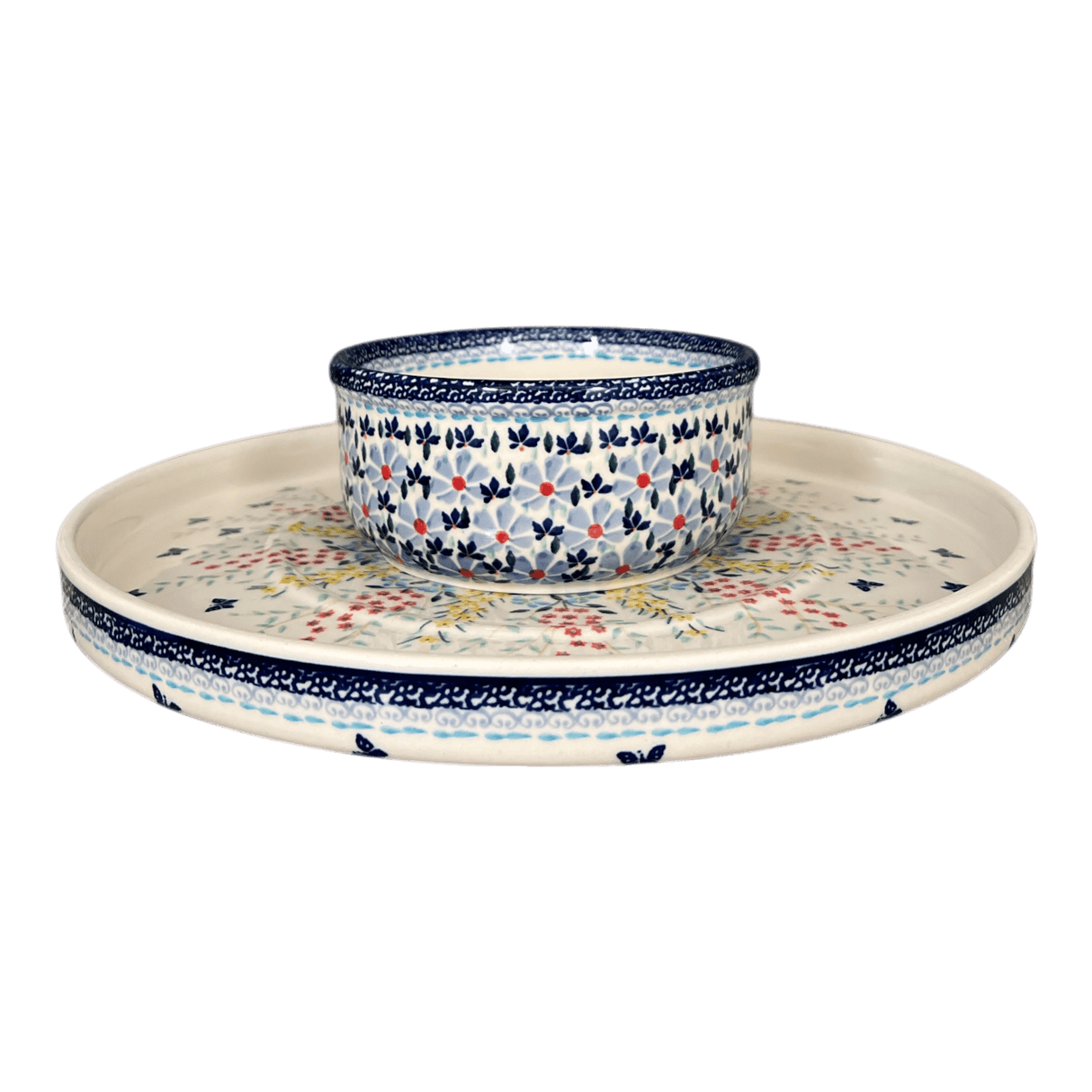 Platter, Round, Chip & Dip, 12.75" in "Butterfly Bounty" by Manufaktura | N007S-WK76